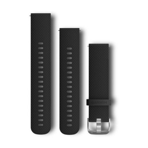 Curea de ceas Garmin 20 mm silicon negru, cataramă argintie (eliberare rapidă) pentru Vívoactive 3 Watch