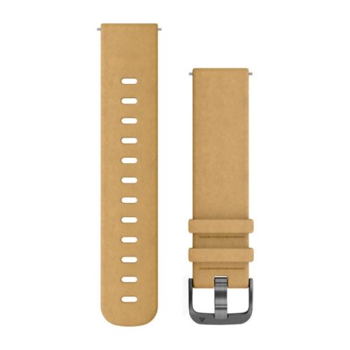 Curea ceas Garmin 20 mm piele neagră, cataramă gri (piele de căprioară) (eliberare rapidă) pentru Vivomove HR Watch