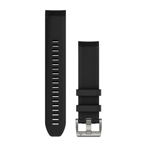 Óraszíj Garmin 22 mm fekete szilikon, ezüst színű csat (QuickFit) MARQ Okosórához