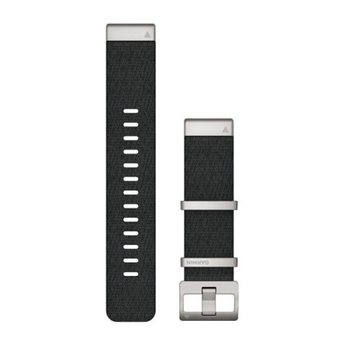 Óraszíj Garmin 22 mm fekete nylon, ezüst csat (Jacquard szövet) (QuickFit) MARQ Okosórához