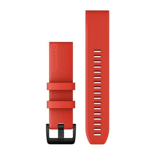 Curea ceas Garmin 22 mm silicon roșu laser, negru inoxidabil cataramă (QuickFit) pentru Approach S62