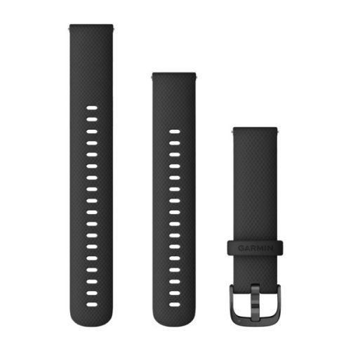 Óraszíj Garmin 18 mm fekete szilikon, szürke csat (Quick Release) Vívoactive 4S 110-195 mm Okosórához