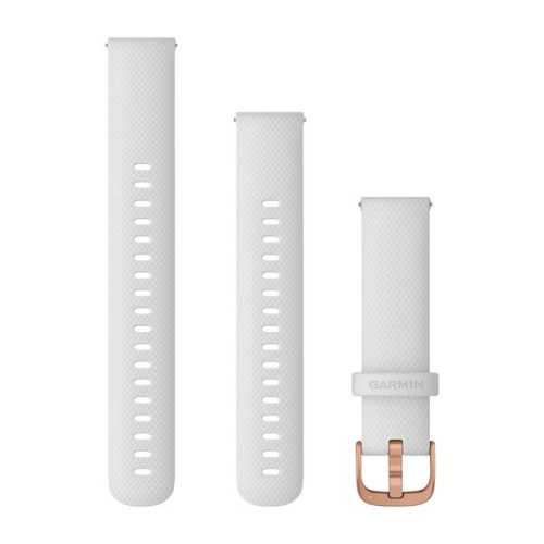 Óraszíj Garmin 18 mm fehér szilikon, Rose Gold csat (Quick Release) Vívoactive 4S 110-195 mm Okosórához