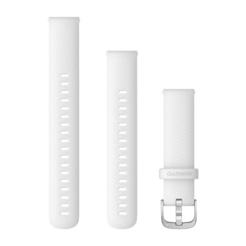 Curea ceas Garmin 18 mm silicon alb, catarama argintie (eliberare rapidă) pentru Venu 2S 110-195 mm