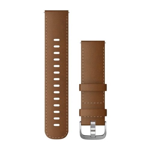 Curea de ceas Garmin 22 mm piele maro, cataramă argintie (piele italiană) (eliberare rapidă) pentru Vívoactive 4 130-200 mm