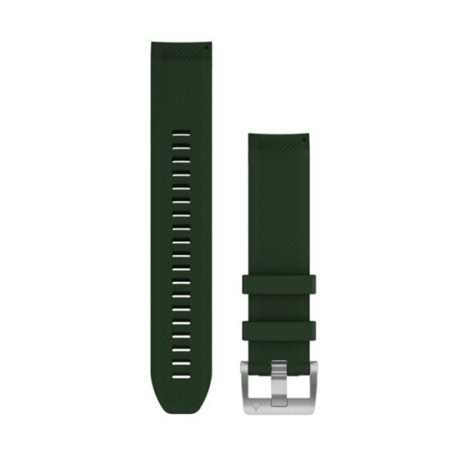 Curea ceas Garmin 22 mm pin silicon verde, catarama argintie (QuickFit) pentru MARQ Smartwatch
