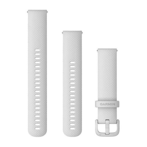 Óraszíj Garmin 20 mm fehér szilikon, fehér csat (Quick Release) Okosórához