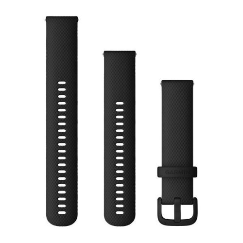 Óraszíj Garmin 20 mm fekete szilikon, fekete csat (Quick Release) Okosórához