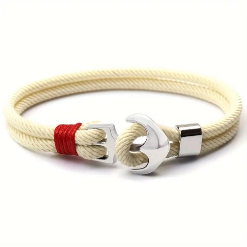 Brățară CASTENA handmade bej ancoră cu fermoar TRX
