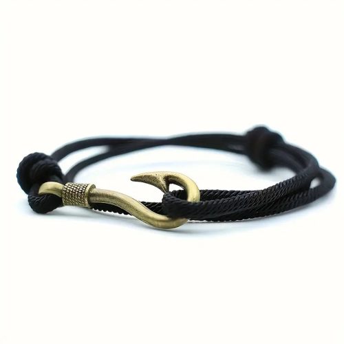 Brățară CASTENA handmade negru / opțional roșu / efect antic cârlig cu închidere TRX