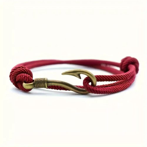 Brățară CASTENA manuală burgundy roșu efect antic cârlig cu închidere TRX