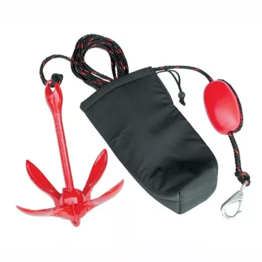 Set de ancore 0,7 kg roșu, cu plută și frânghie