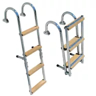 Scară de păr 3 trepte inox lemn 76x27 cm GFN