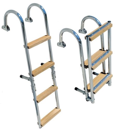 Scară 4 trepte inox lemn 102x27 cm GFN