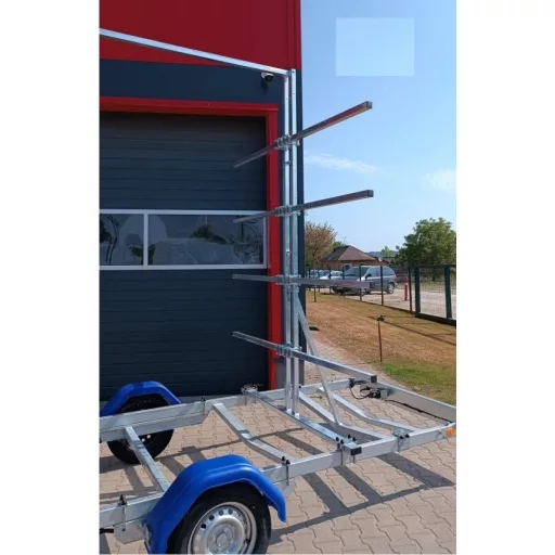Remorcă transportor de ambarcațiuni Alfa 750 kg + set de transport caiac/barcă cu 8 axe cu brațe drepte