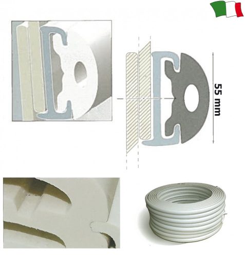Gumiprofil Boxed 55 mm fehér színben GFN