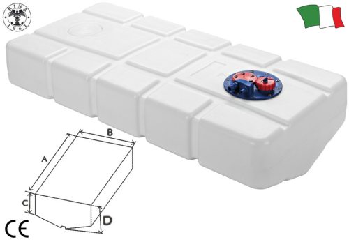 Rezervor de combustibil în formă de pană, încorporat 57 litri 60x50x15-23 cm GFN