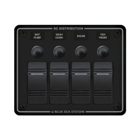 Kapcsolótábla vízálló 4 egységes leddel fekete EVA