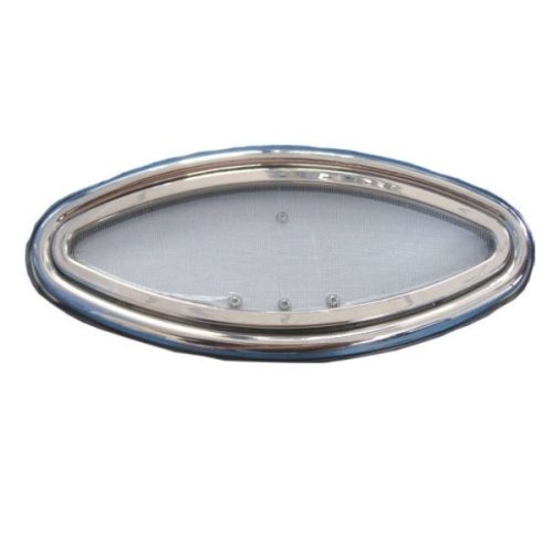 Geam de punte oval 40,7 x 14,8 cm inox plasă de țânțari EVA