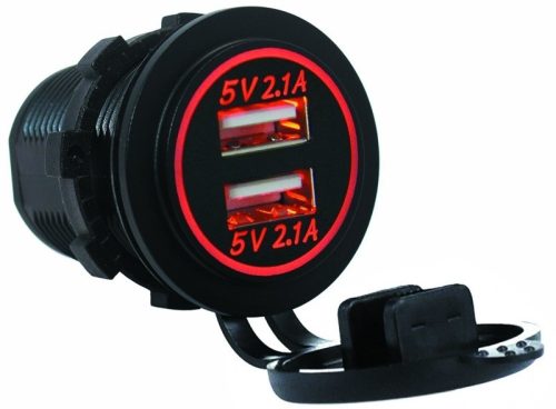 Încărcător USB LED roșu 12/24V - 3,1 A DAW