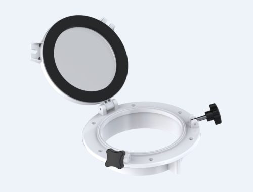 Hajóablak kerek üveggel fekete 215 / 147 mm inox szerelvényekkel EVA