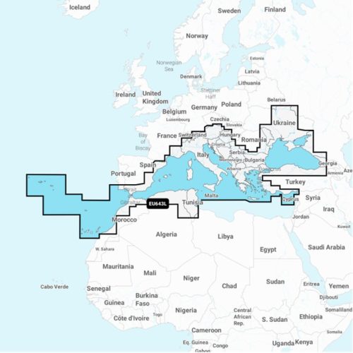 Navionics+ Marea Mediterană și Marea Neagră (EU643L)