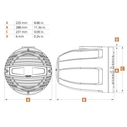 Hertz HTX 8 M-FL-C negru barca turn difuzor coaxial