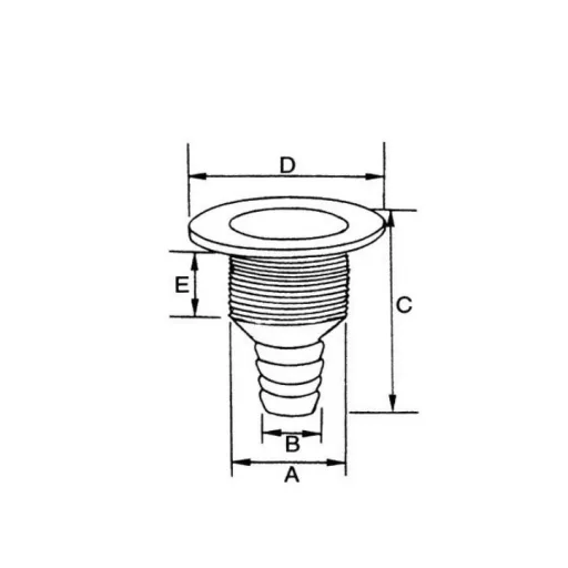 Ieșire apă prin corp alb 25x83 mm EVA