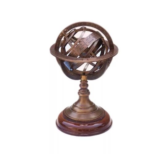 Sferă armilară bronz, lemn 22 cm VVL