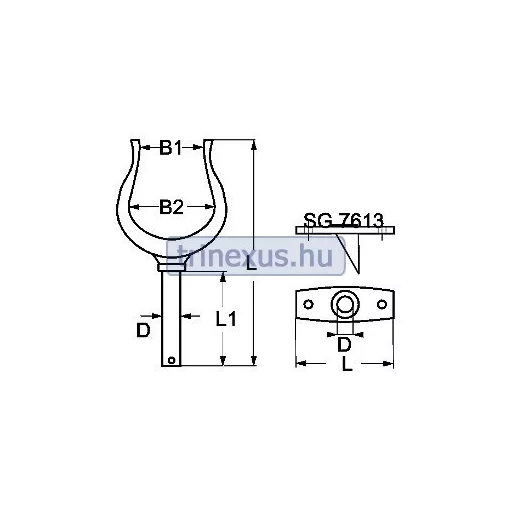 Furcă de canotaj galvanizată 60 mm LIN